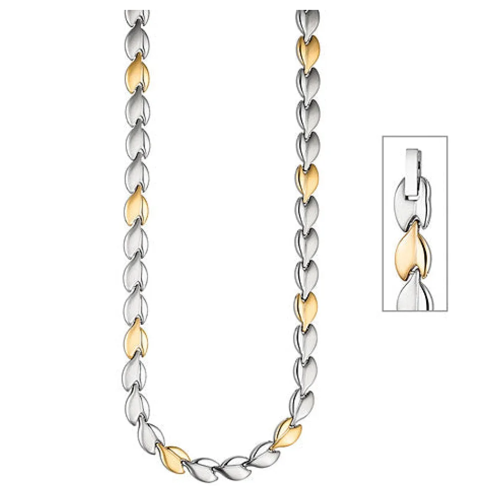 Collier / Halskette aus Edelstahl gold farben beschichtet bicolor 45 cm Kette