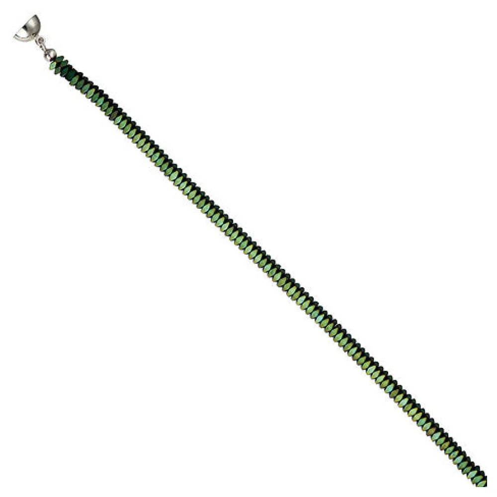 Collier Edelsteinkette Hämatin grün 45 cm Halskette Kette