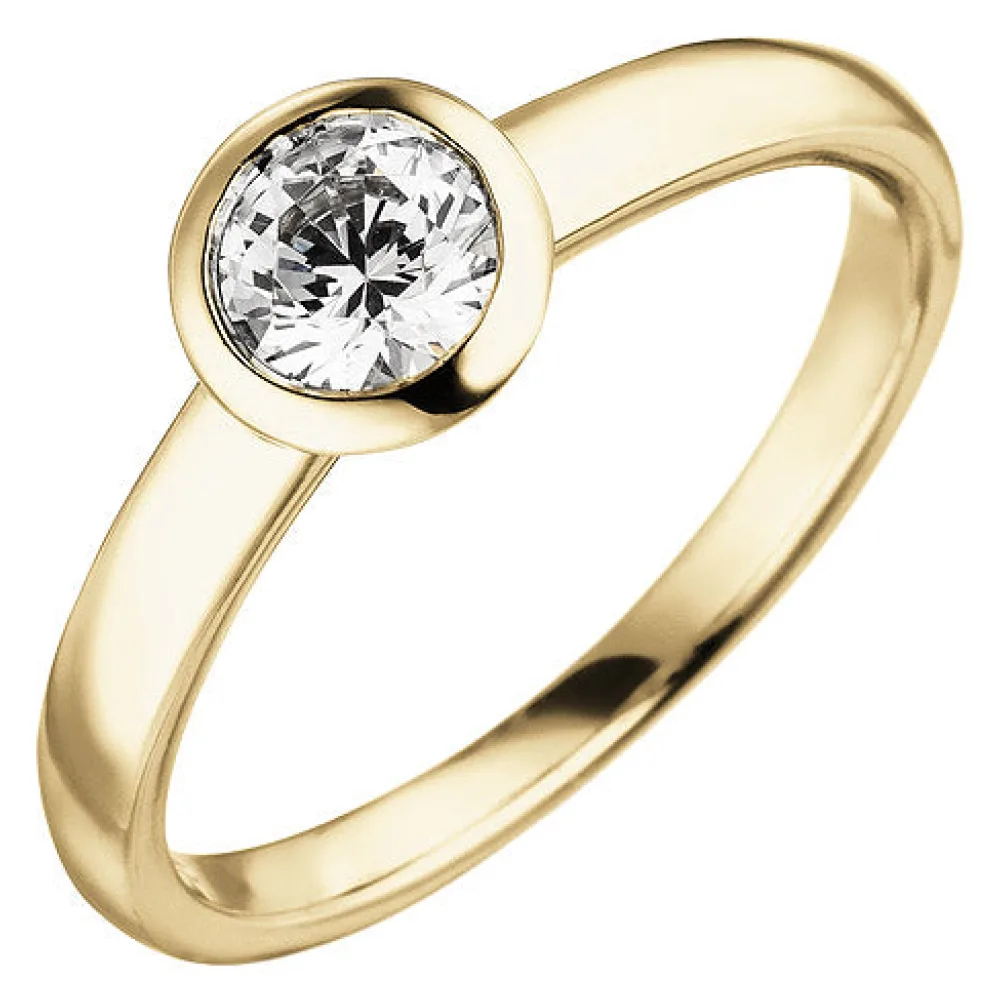 Damen Ring 585 Gold Gelbgold 1 Diamant Brillant 0 50 ct. Diamantring Solitär-58