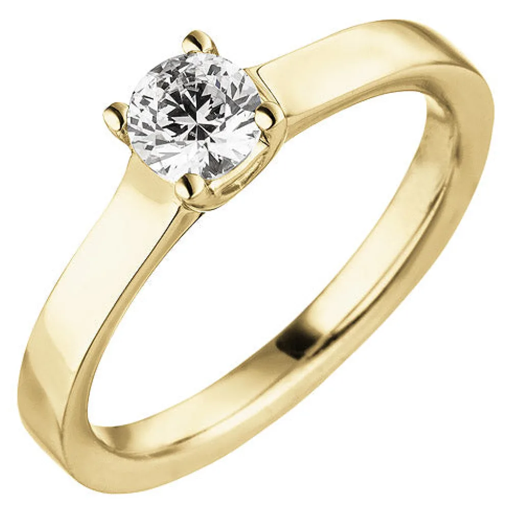 Damen Ring 585 Gold Gelbgold 1 Diamant Brillant 0 50 ct.Diamantring Solitär-54