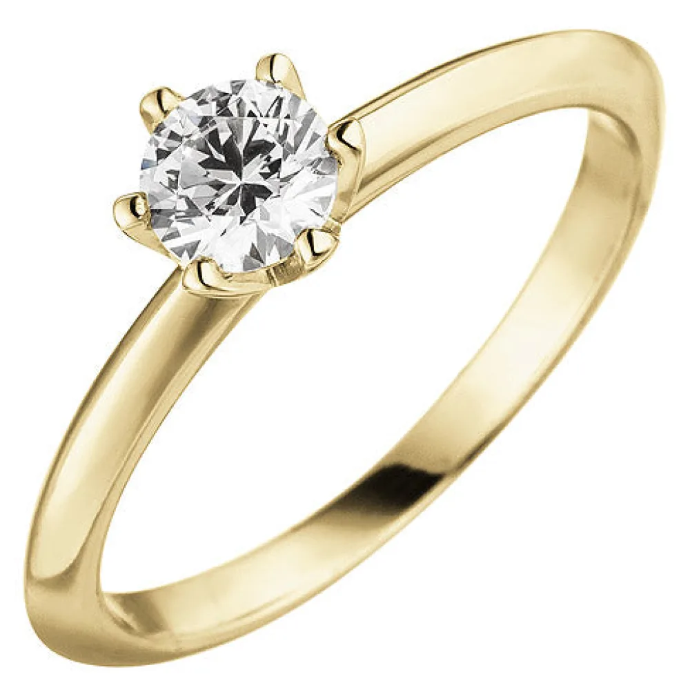 Damen Ring 585 Gold Gelbgold 1 Diamant Brillant 0 70 ct. Diamantring Solitär-56