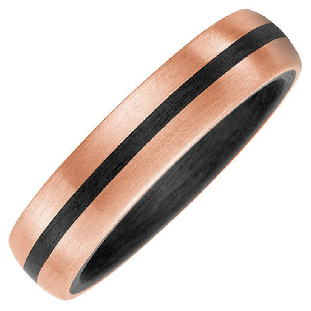 Partner Ring Carbon mit 585 Gold Rotgold matt Partnerring-58