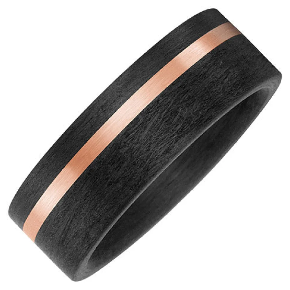 Partner Ring Carbon mit 585 Gold Rotgold matt Partnerring bicolor-54