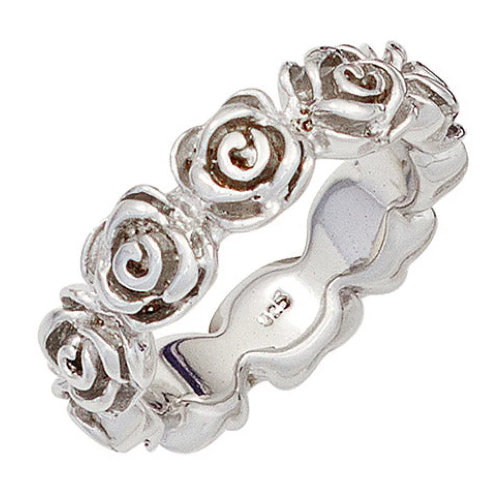 Damen Ring Rosen 925 Sterling Silber rhodiniert Silberring-60