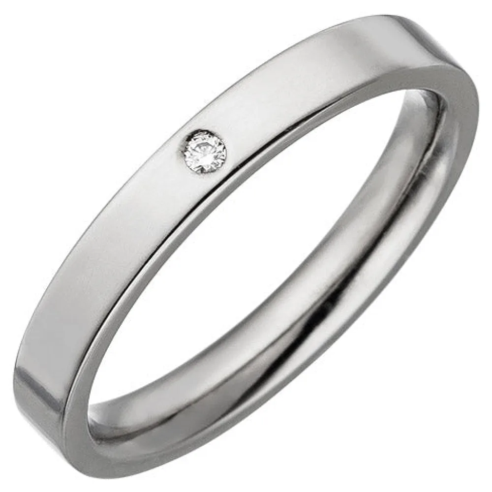Partner Ring schmal aus Titan 1 Diamant Brillant Partnerring Titanring-62