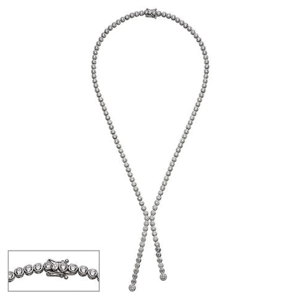 Collier Halskette 925 Sterling Silber mit Zirkonia 42 cm Kette Silberkette