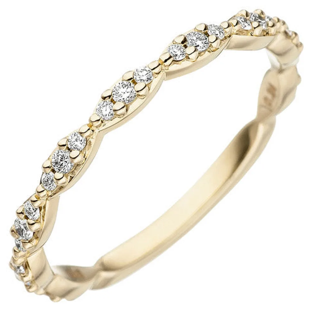 Damen Ring 585 Gold Gelbgold 27 Diamanten Brillanten Goldring Diamantring-58