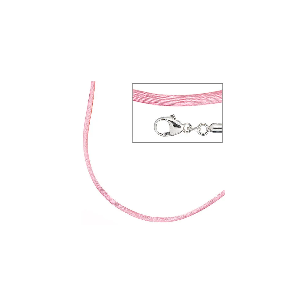 Collier Halskette Seide rosé 42 cm Verschluss 925 Silber Kette