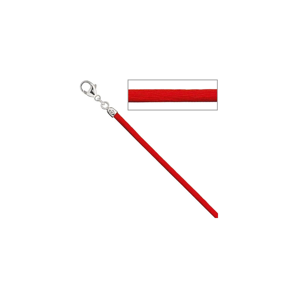 Collier Halskette Seide rot 2 8 mm 42 cm Verschluss 925 Silber Kette