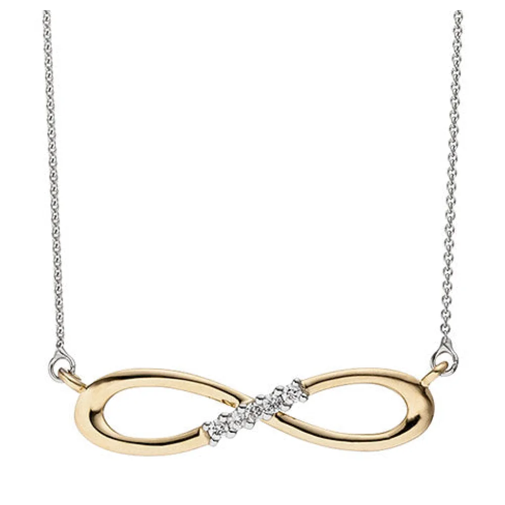 Collier Halskette Unendlich 585 Gold bicolor 5 Diamanten Brillanten Kette
