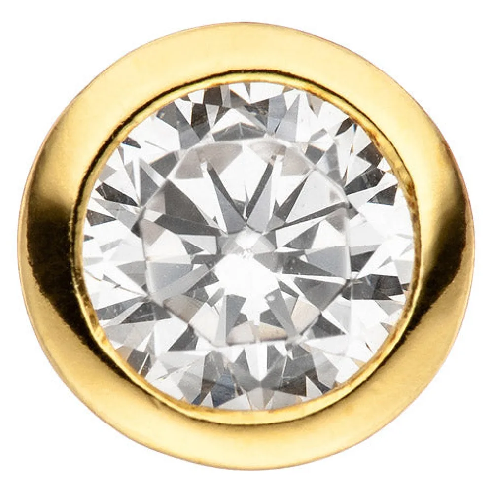 Anhänger rund 925 Sterling Silber gold vergoldet 1 Zirkonia Silberanhänger