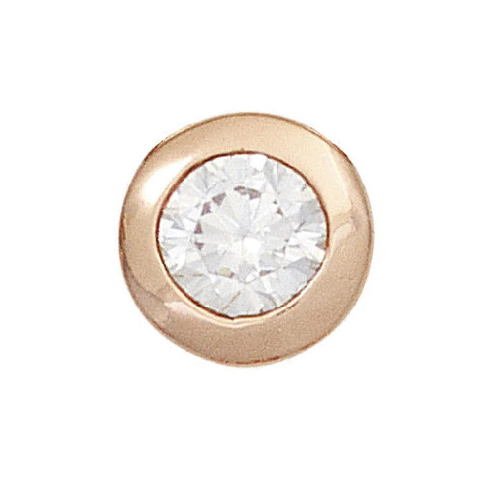 Anhänger rund 925 Sterling Silber rotgold vergoldet 1 Zirkonia