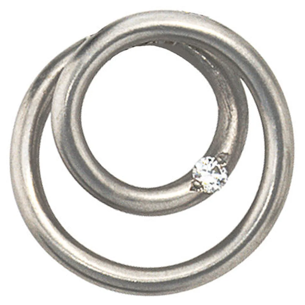 Anhänger rund 950 Platin matt 1 Diamant Brillant Platinanhänger