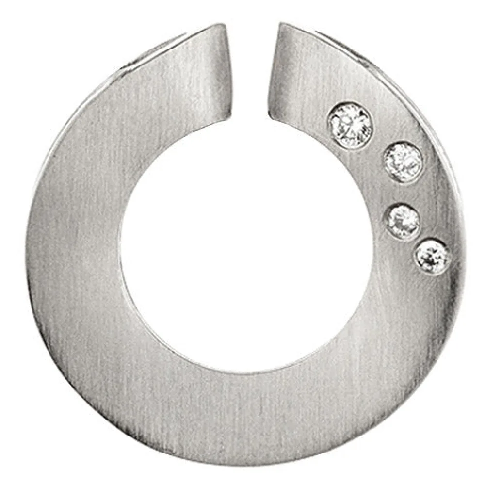 Anhänger rund 950 Platin mattiert 4 Diamanten Brillanten 0 06ct. Platinanhänger