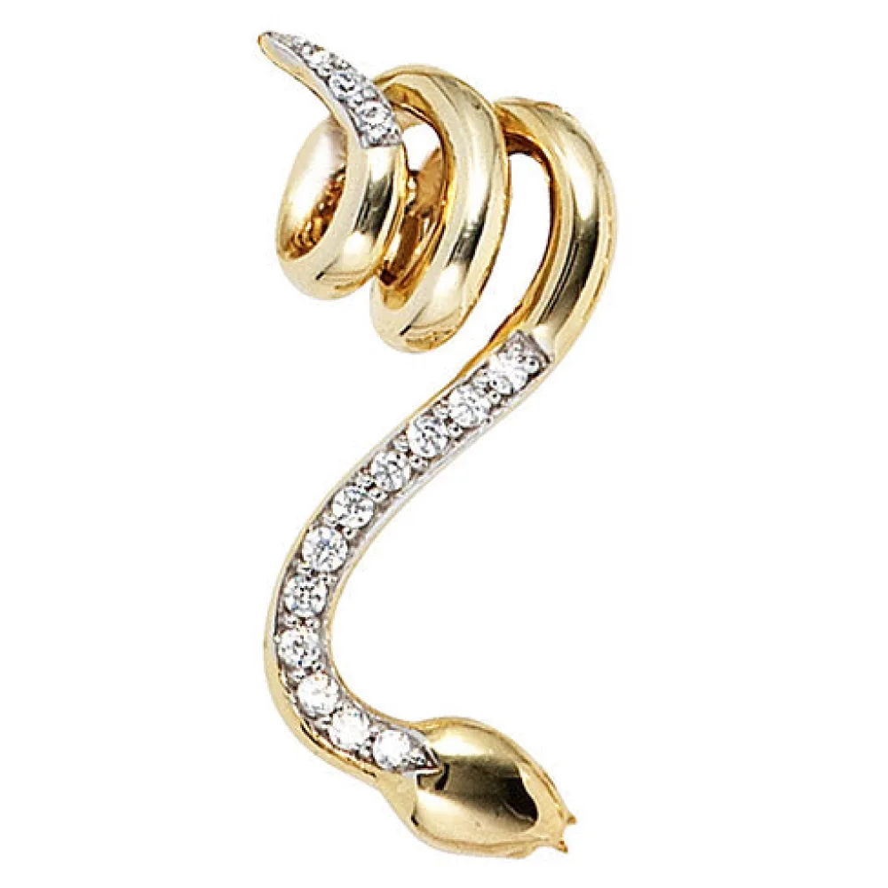 Anhänger Schlange 585 Gold Gelbgold 14 Diamanten Brillanten Schlangenanhänger