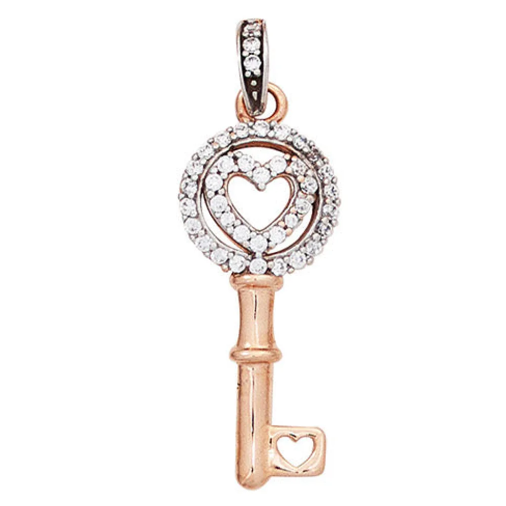 Anhänger Schlüssel 333 Gold Rotgold bicolor mit Zirkonia