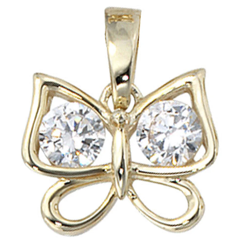 Anhänger Schmetterling 333 Gold Gelbgold 2 Zirkonia