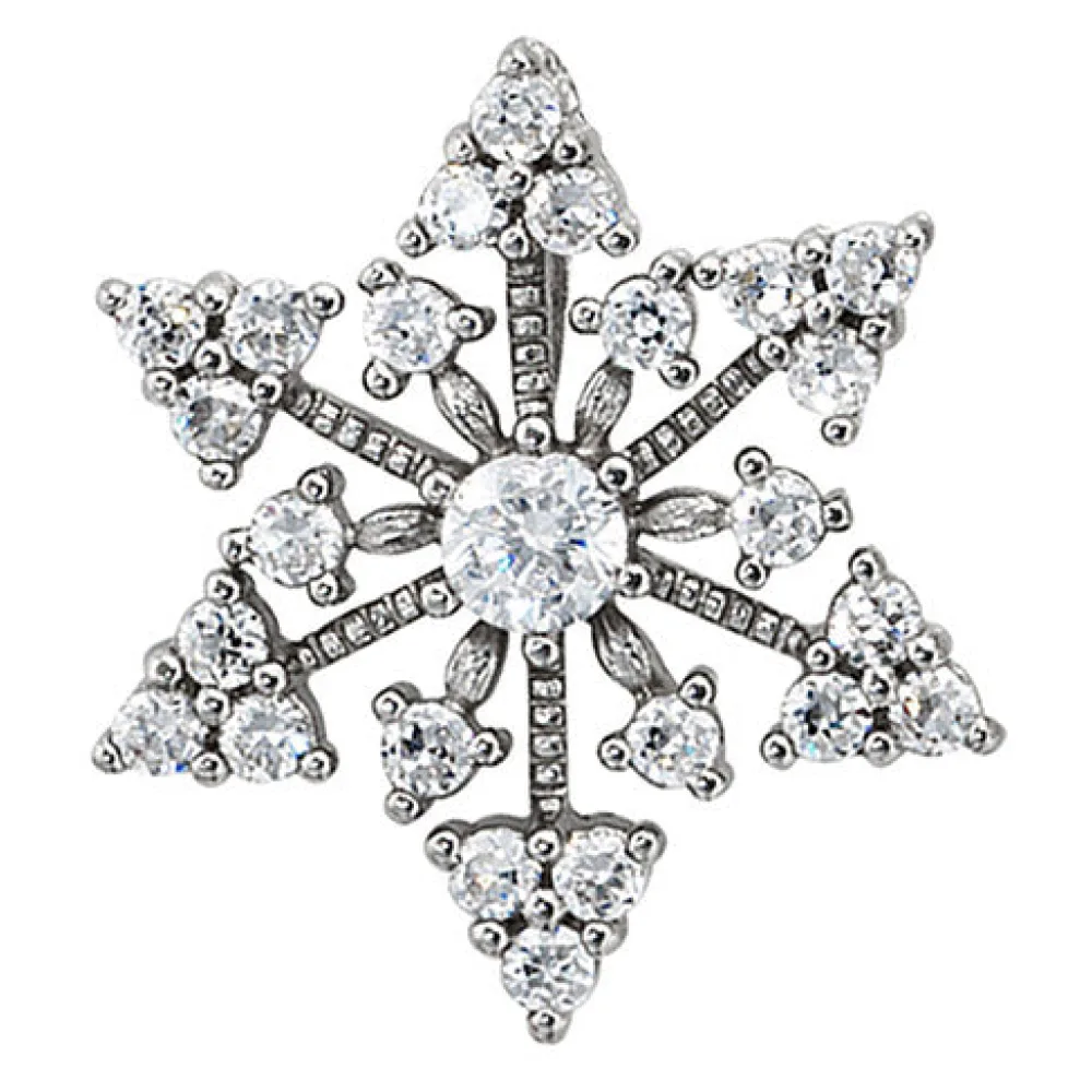 Anhänger Schneeflocke 925 Sterling Silber rhodiniert mit Zirkonia