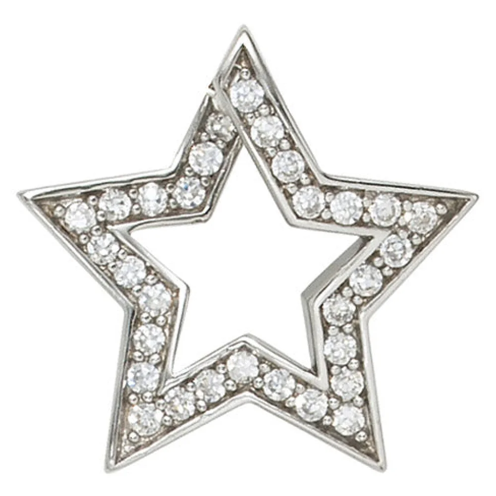 Anhänger Stern 925 Sterling Silber rhodiniert mit Zirkonia