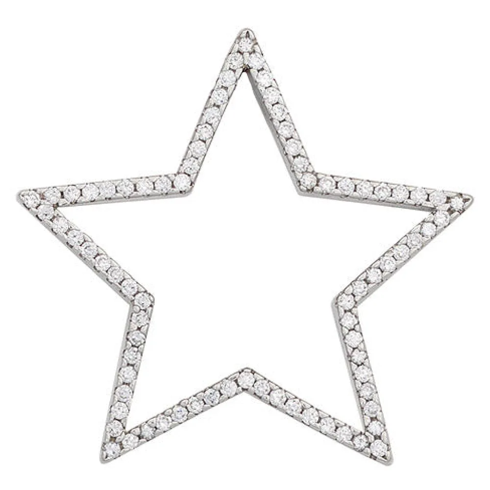 Anhänger Stern 925 Sterling Silber rhodiniert mit Zirkonia