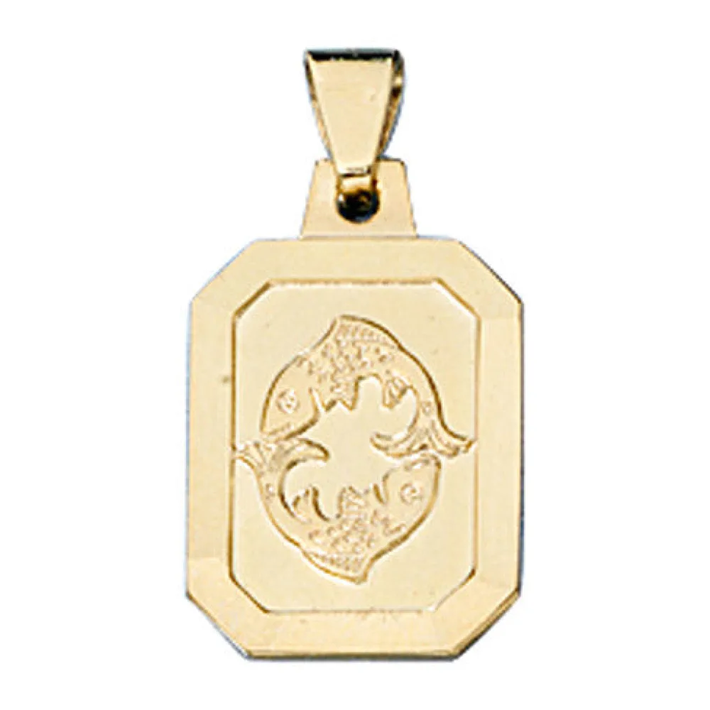 Anhänger Sternzeichen Fische 333 Gold Gelbgold matt Sternzeichenanhänger