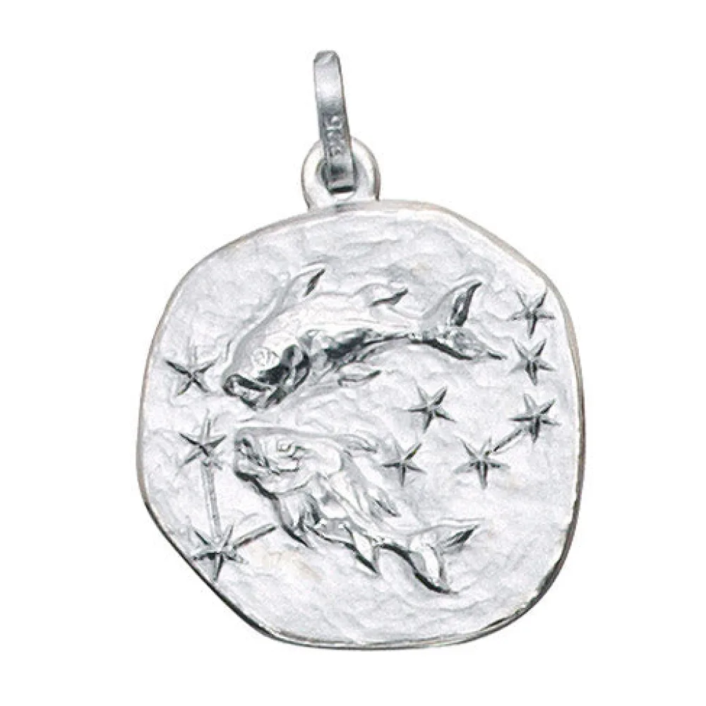 Anhänger Sternzeichen Fische 925 Silber matt Sternzeichenanhänger