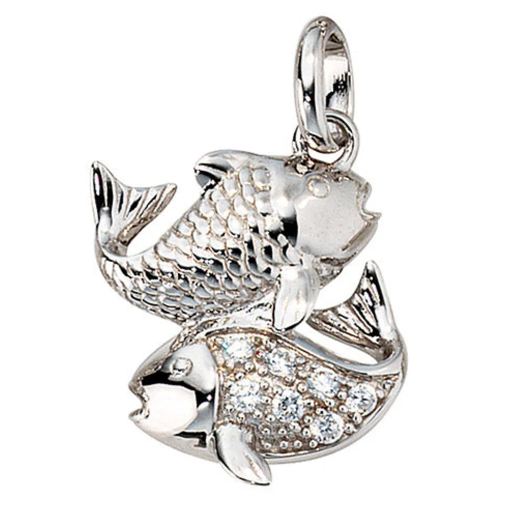 Anhänger Sternzeichen Fische 925 Silber mit Zirkonia Sternzeichenanhänger