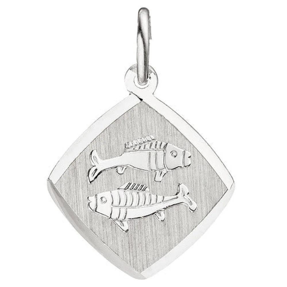 Anhänger Sternzeichen Fische 925 Sterling Silber matt Sternzeichenanhänger