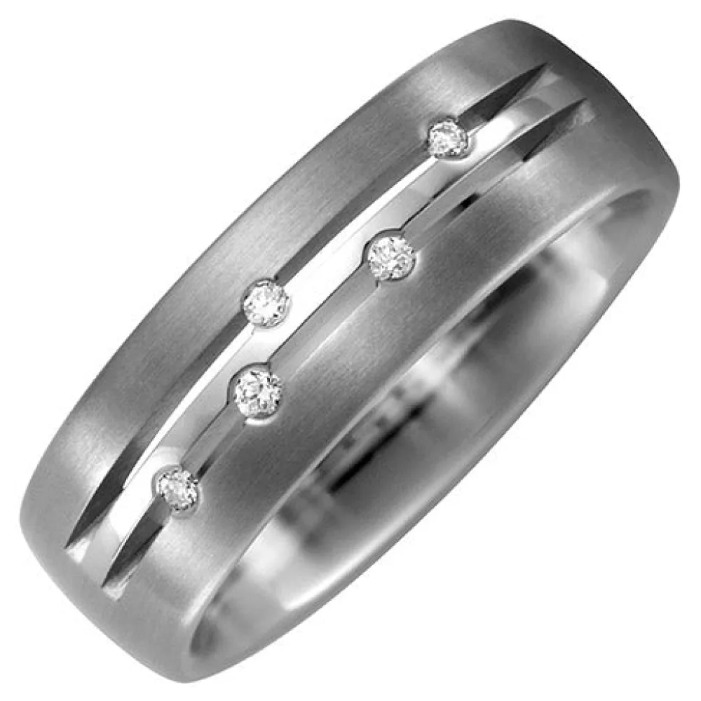 Partner Ring Titan teil matt 5 Diamanten Brillanten 0 05ct. Partnerring-58