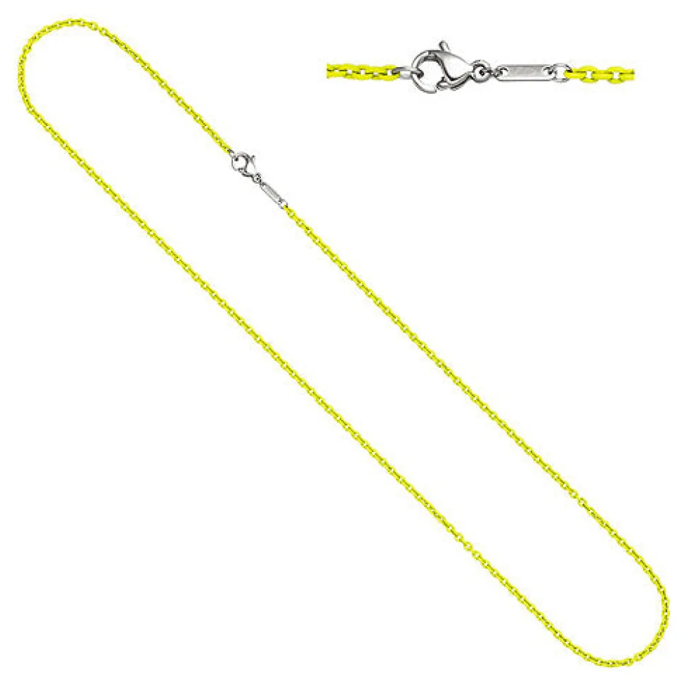 Rundankerkette Edelstahl gelb lackiert 42 cm Kette Halskette Karabiner