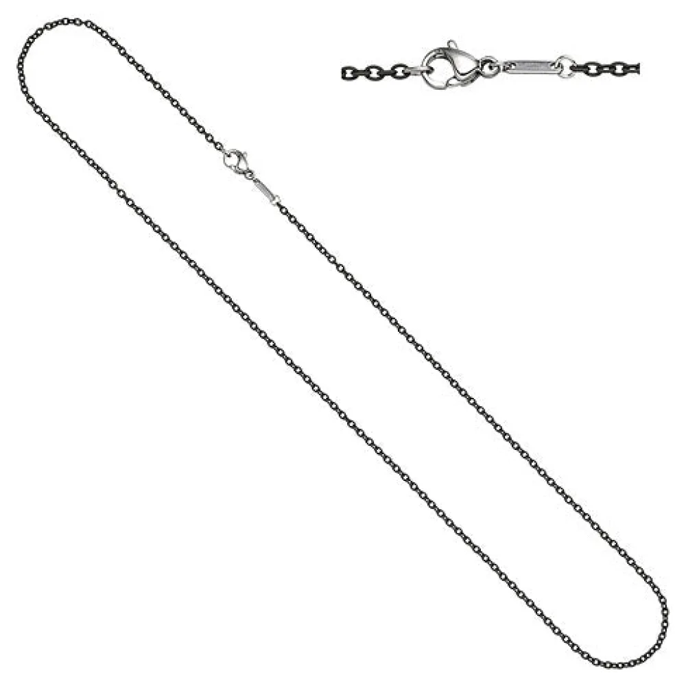 Rundankerkette Edelstahl grau lackiert 42 cm Kette Halskette Karabiner