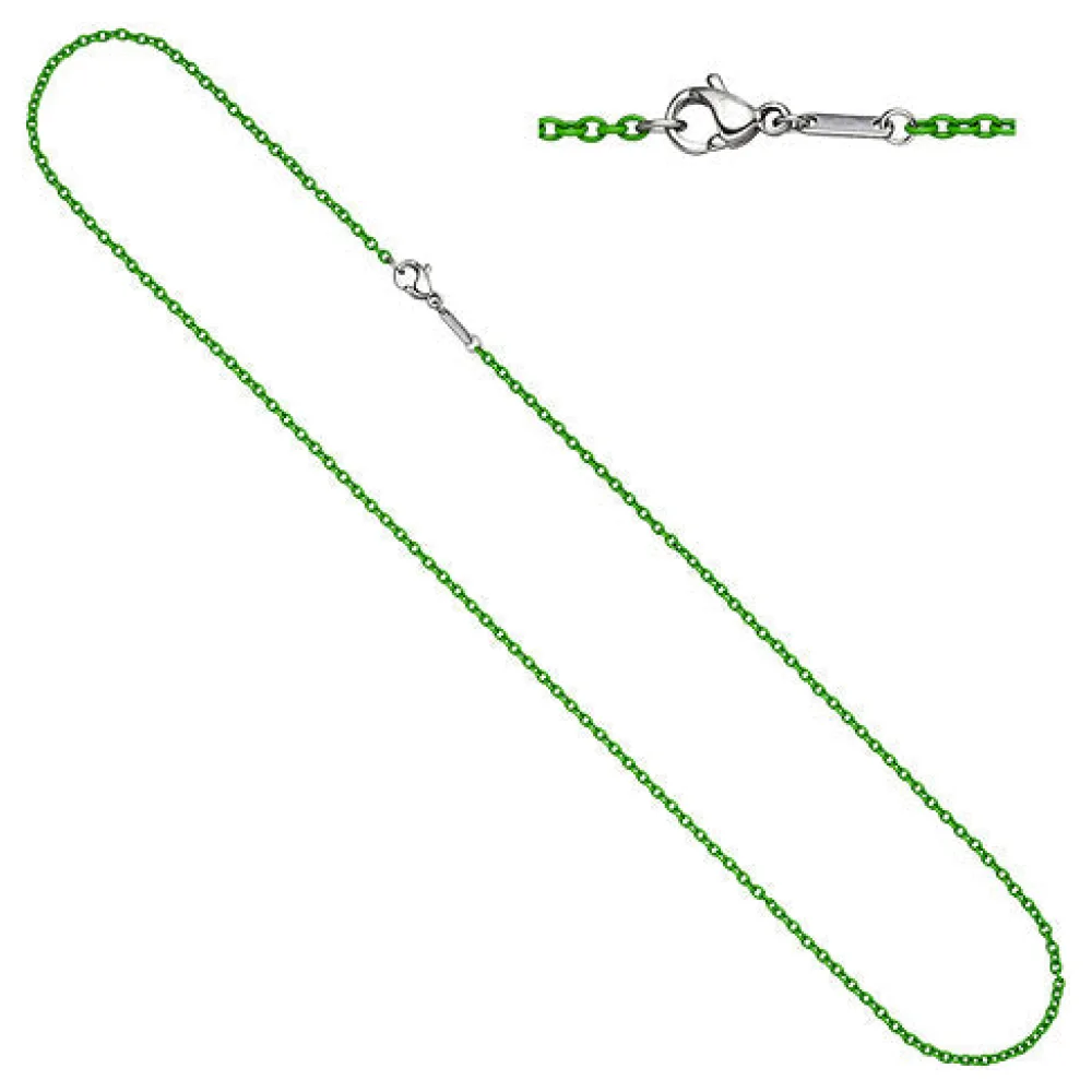 Rundankerkette Edelstahl grün lackiert 42 cm Kette Halskette Karabiner