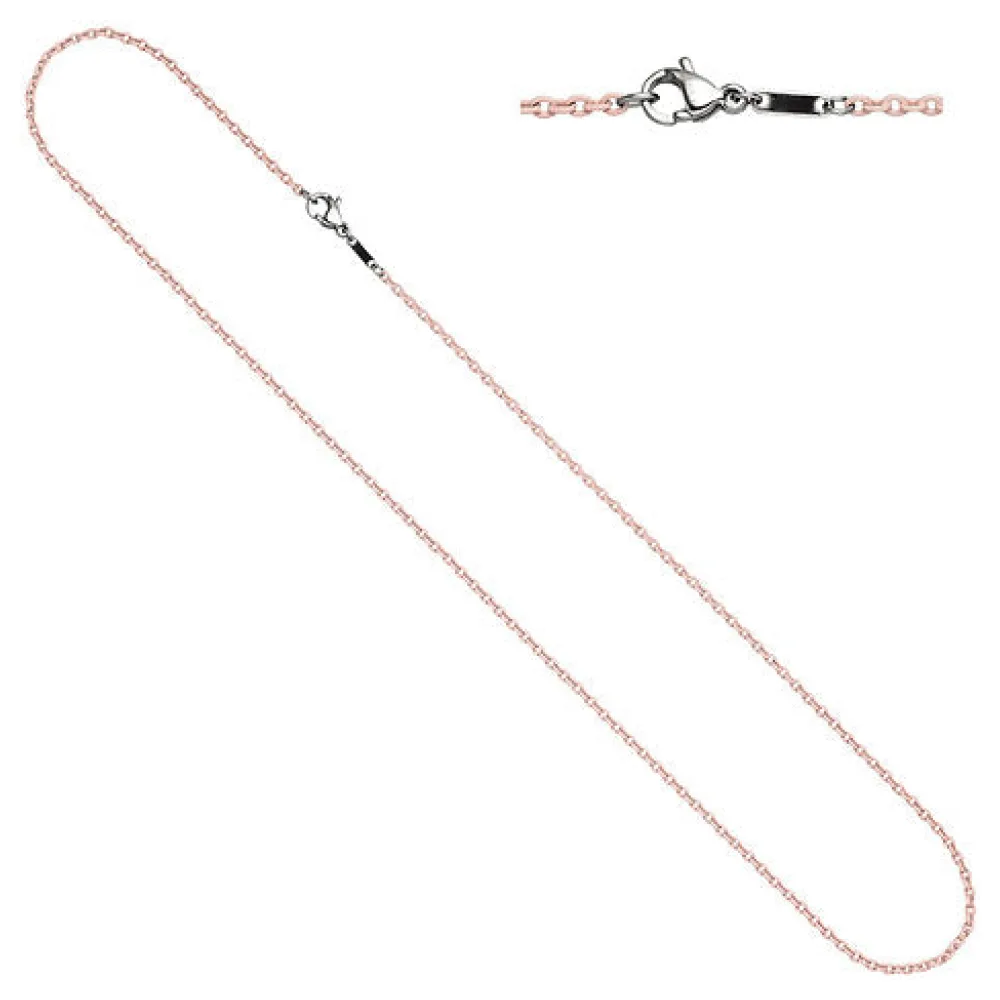 Rundankerkette Edelstahl rosa lackiert 42 cm Kette Halskette Karabiner