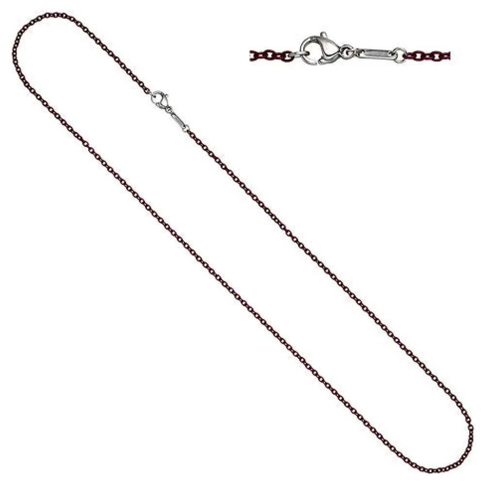 Rundankerkette Edelstahl rot weinrot lackiert 42 cm Kette Halskette Karabiner