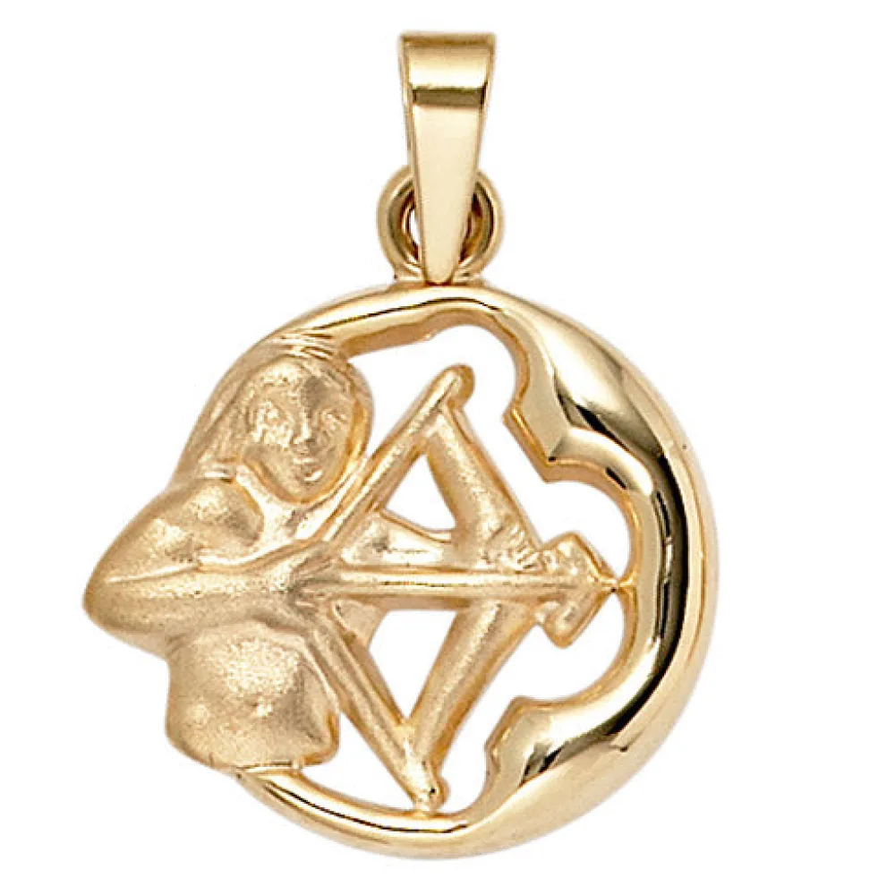 Anhänger Sternzeichen Schütze 375 Gold Gelbgold matt Sternzeichenanhänger