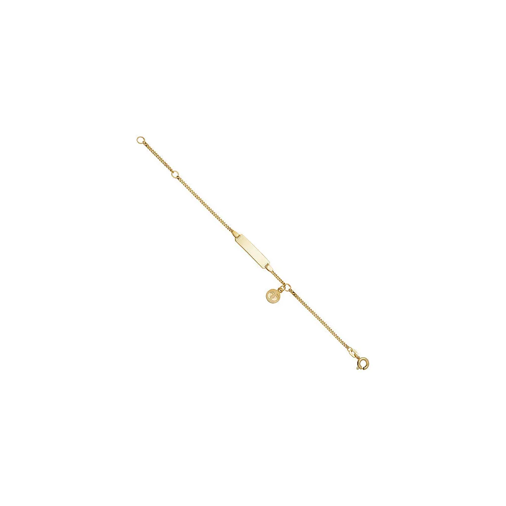 Schildband Babyfüße 333 Gold Gelbgold 14 cm Kinder Gravur ID Armband