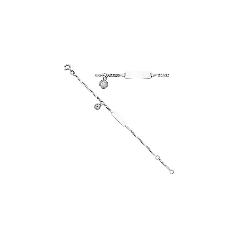 Schildband Fussball 925 Sterling Silber 14 cm Gravur ID Armband