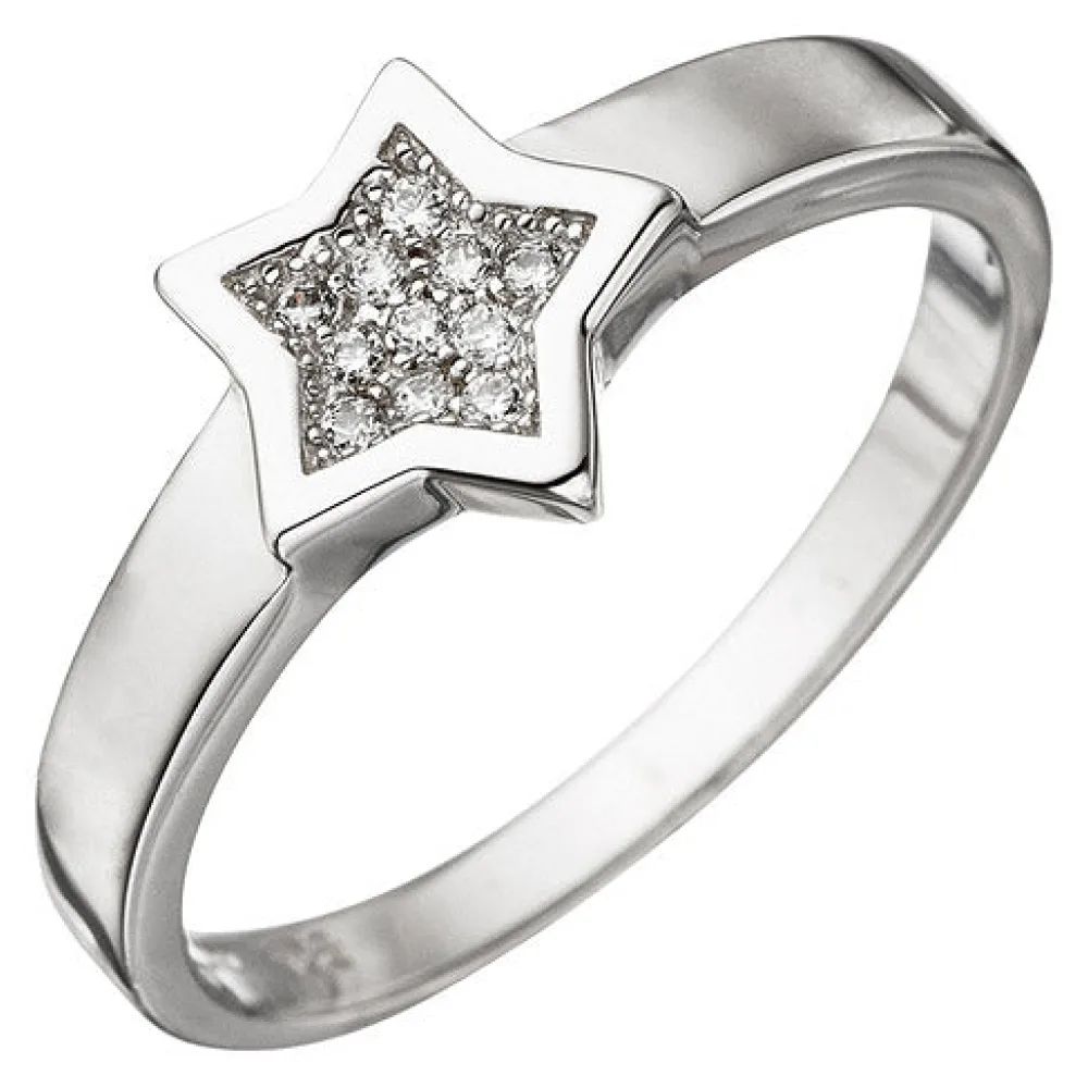 Damen Ring Stern 925 Sterling Silber mit Zirkonia Silberring-64