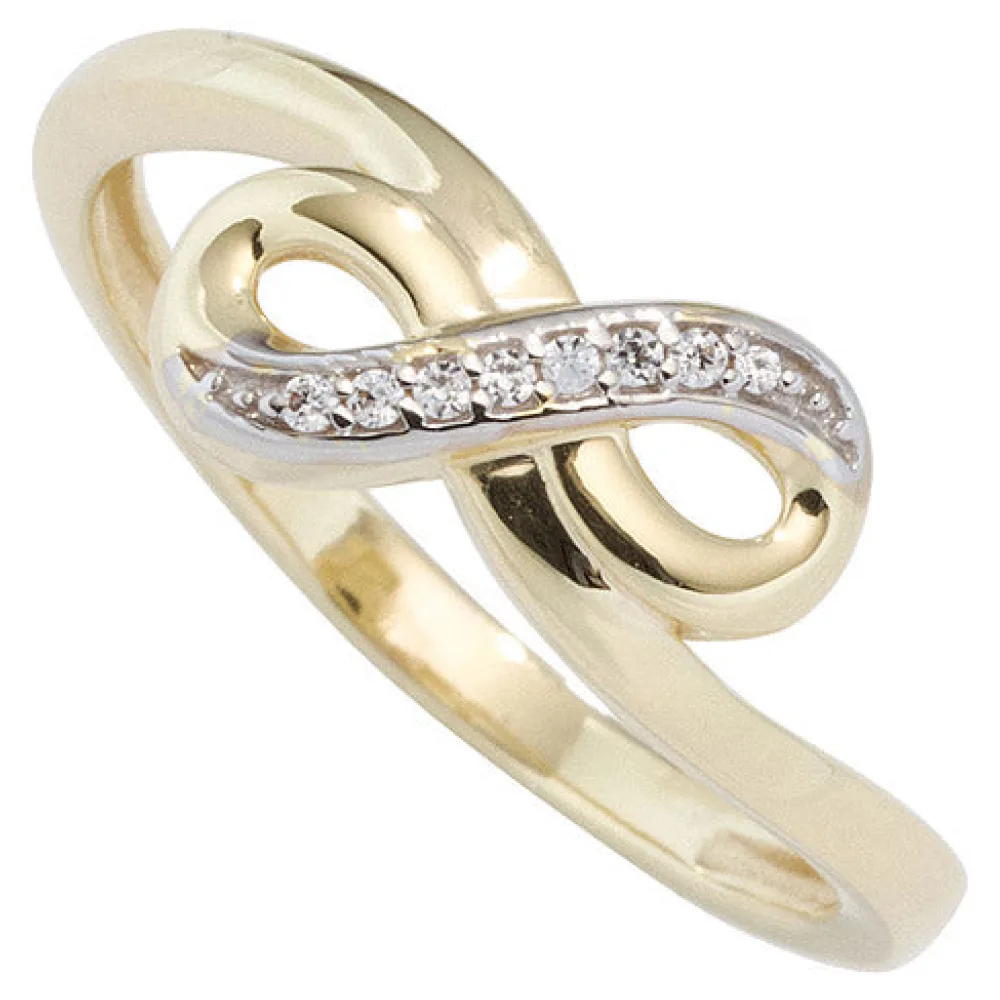 Damen Ring Unendlichkeit 333 Gold Gelbgold bicolor mit Zirkonia Goldring-56