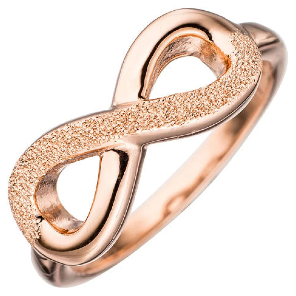 Damen Ring Unendlichkeit 925 Silber rotgold vergoldet mit Struktur Silberring-54