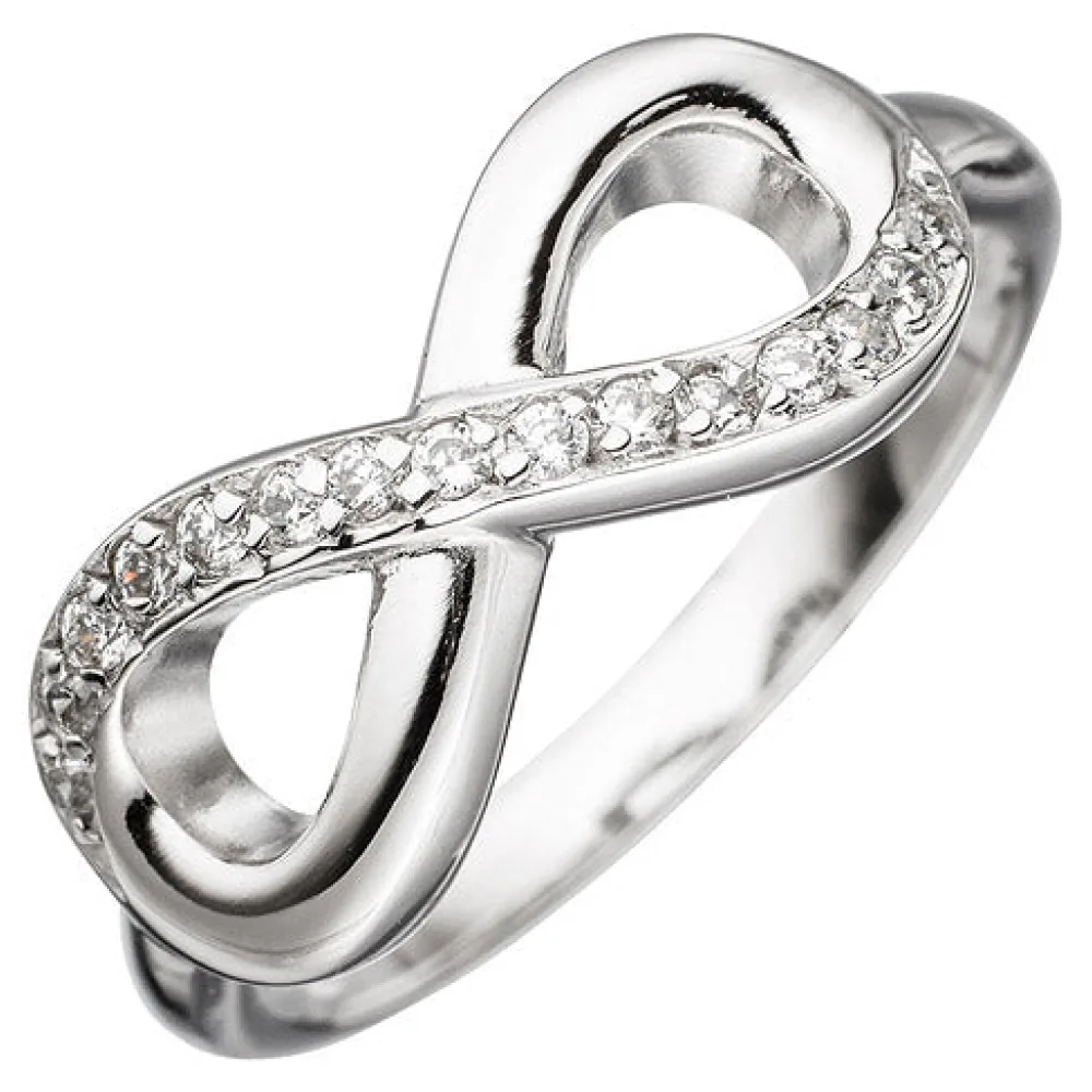 Damen Ring Unendlichkeit 925 Sterling Silber rhodiniert mit Zirkonia Silberring-56