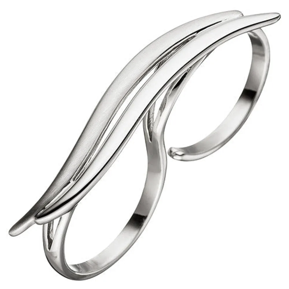 Damen Ring Zweifingerring 925 Sterling Silber matt mattiert Silberring 2 Finger-56