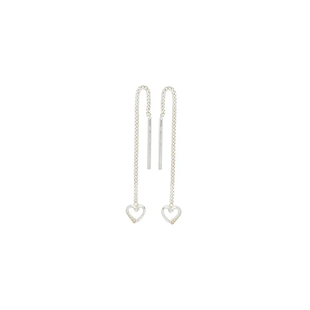 Durchzieh-Ohrhänger Herz 925 Sterling Silber Ohrringe zum Durchziehen
