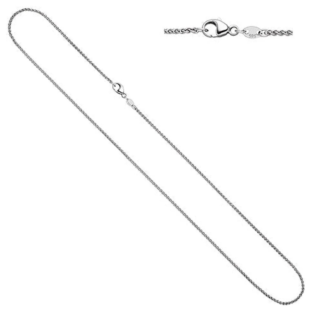 Zopfkette 585 Gold Weißgold 1 8 mm 45 cm Kette Halskette Weißgoldkette