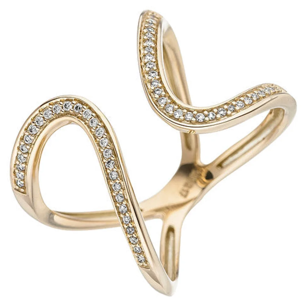 Damen Ring 585 Gold Gelbgold 55 Diamanten Brillanten Goldring Diamantring-58