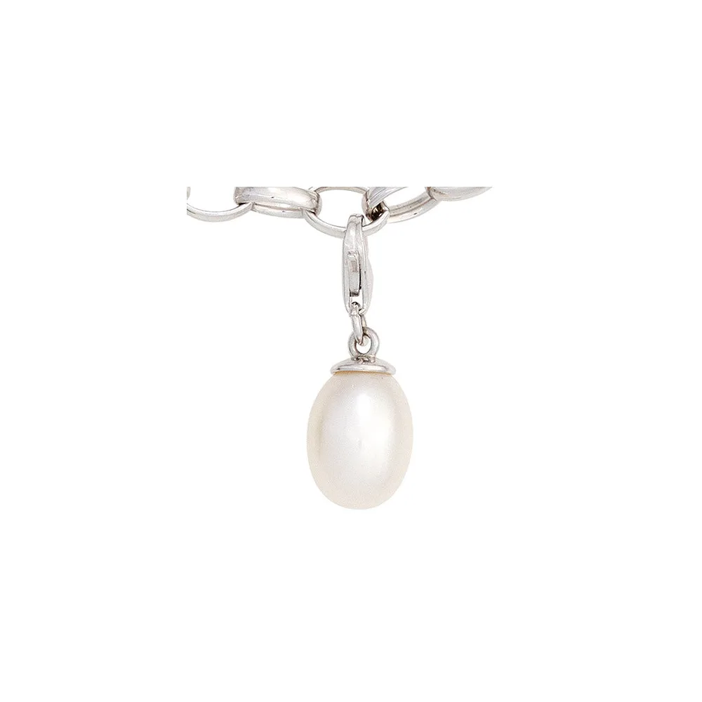 Einhänger Charm 925 Sterling Silber rhodiniert 1 Süßwasser Perle