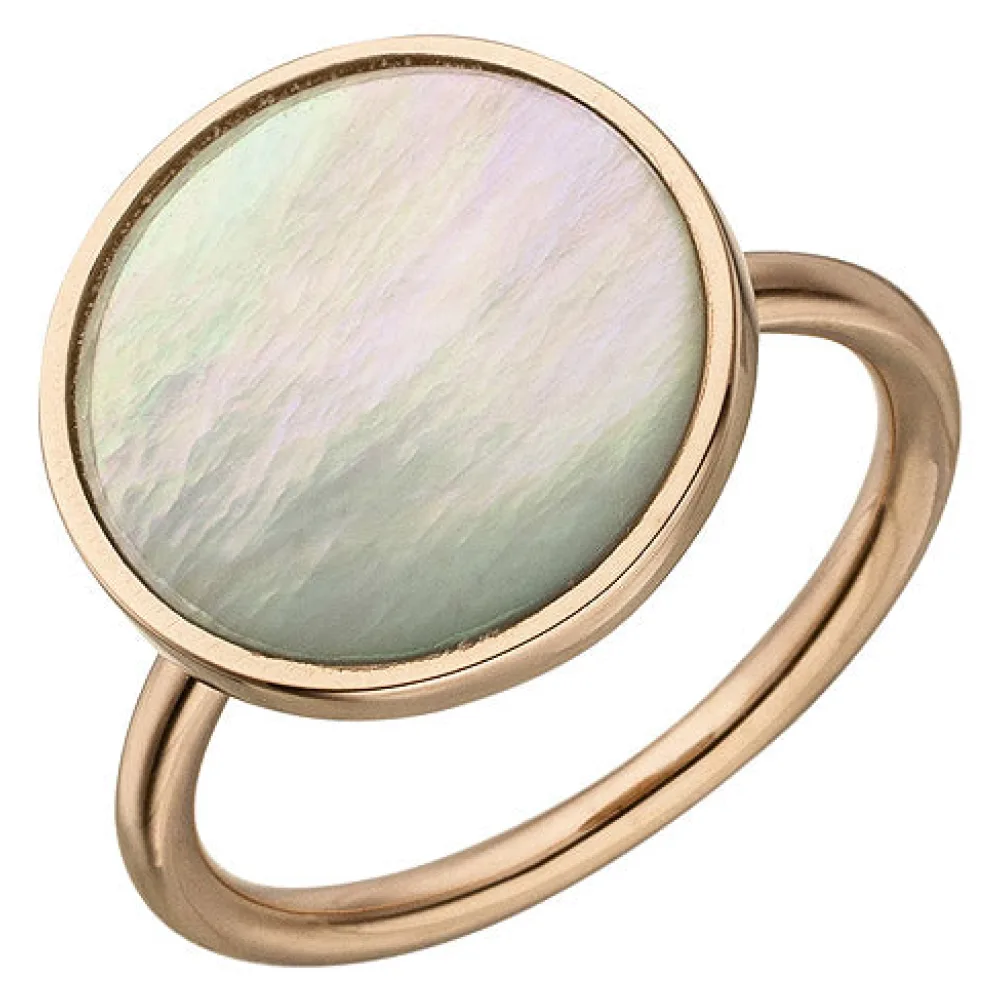Damen Ring 925 Sterling Silber rotgold vergoldet 1 Perlmutt-Einlage-60