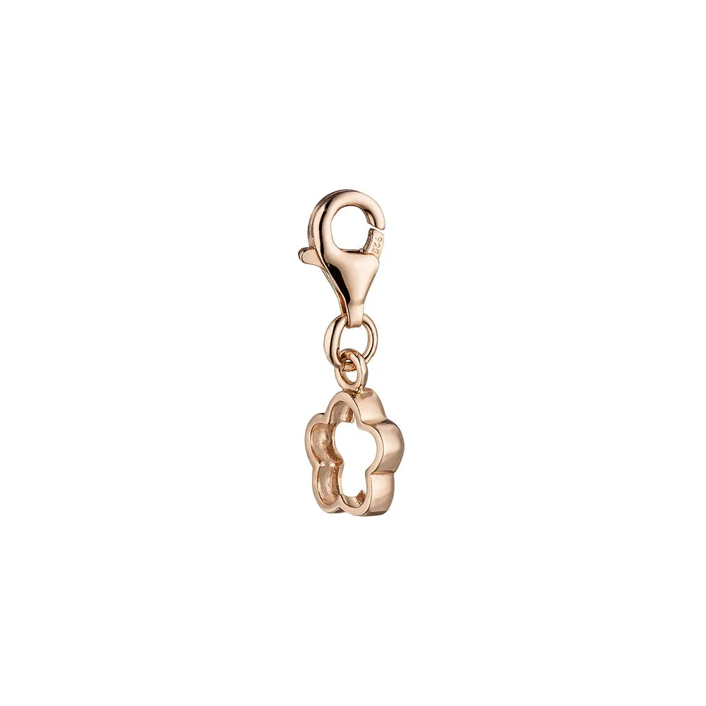 Einhänger Charm Blume 925 Sterling Silber rotgold vergoldet