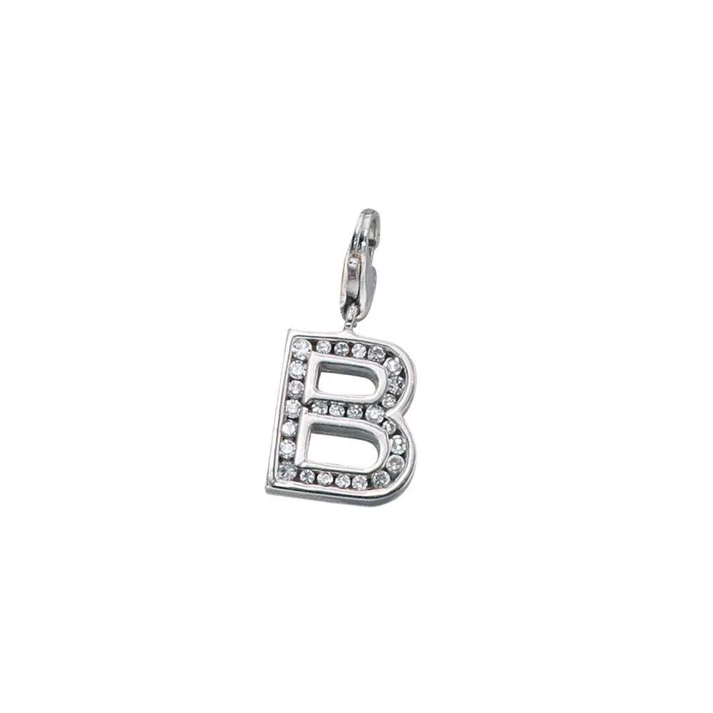 Einhänger Charm Buchstabe B 925 Sterling Silber mit Zirkonia