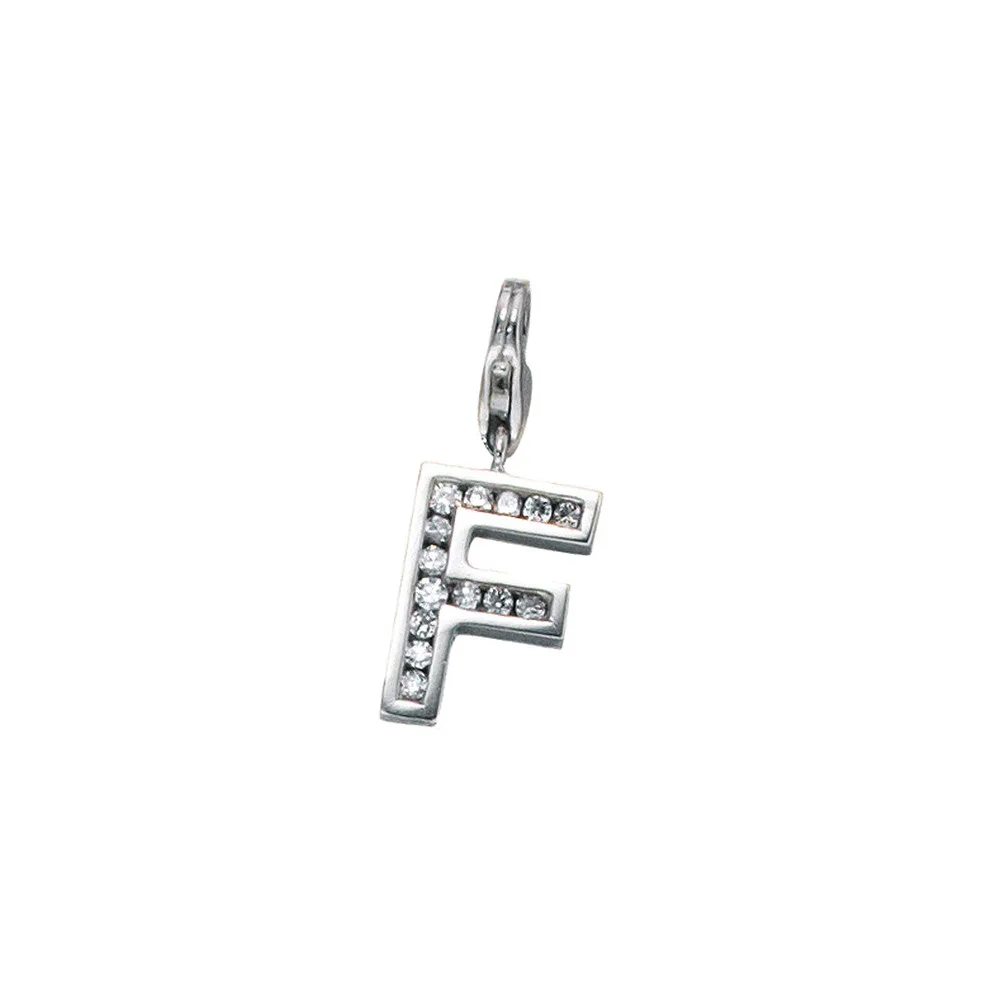 Einhänger Charm Buchstabe F 925 Sterling Silber mit Zirkonia